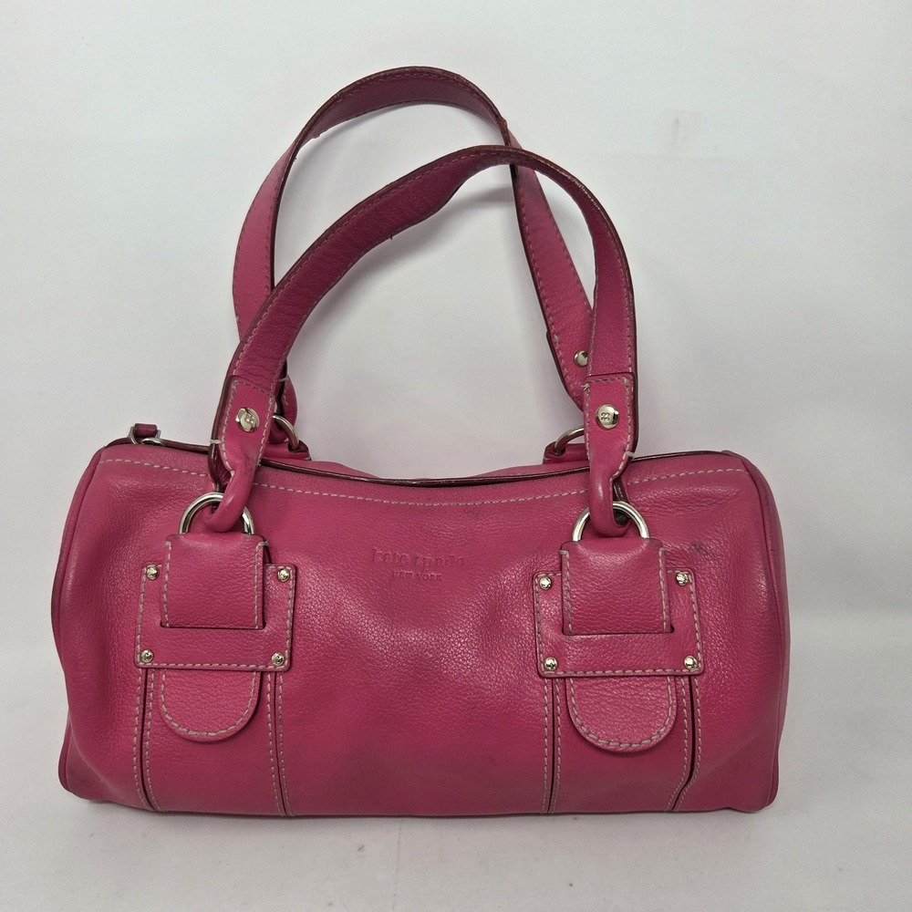Kate Spade New York Belle Duffel Fuchsia Pink Meade Logan Bag Leather